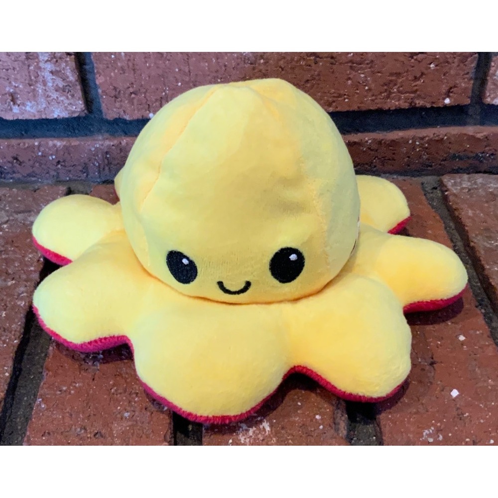 Octoplush Red Yellow Mood Flip Reversible Stuffed Animal‎  7"